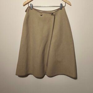Wetherall 100% New Wool Wrap Midi Skirt sz Small Beige Oatmeal Old Money Scandi